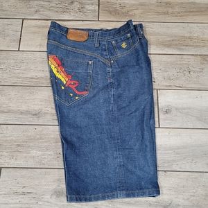 Rocawear mens vintage 34 Denium blur shorts  baggy streetwear grunge Y2K